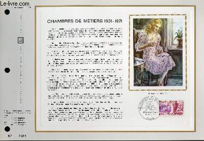 FEUILLET ARTISTIQUE PHILATELIQUE - CEF - N 181 - CHAMBRES DE METIERS 1931-1971