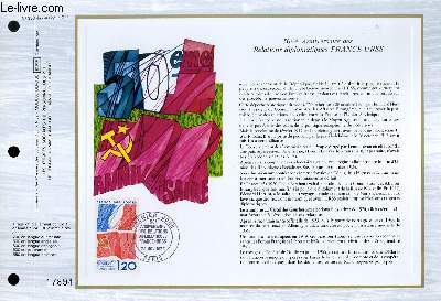FEUILLET ARTISTIQUE PHILATELIQUE - CEF - N 330 - 50 ANNIVERSAIRE DES RELATIONS DIPLOMATIQUES FRANCE-URSS