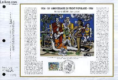 FEUILLET ARTISTIQUE PHILATELIQUE - CEF - N 798 - 1936 - 50 ANNIVERSAIRE DU FRONT POPULAIRE - 1986