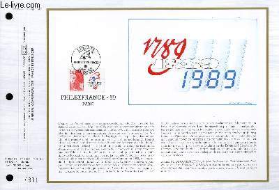 FEUILLET ARTISTIQUE PHILATELIQUE - CEF - N 853 - 1789-1889-1989 - PHILEXFRANCE 89