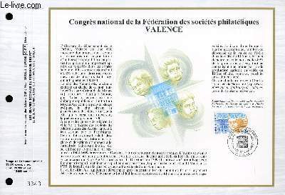 FEUILLET ARTISTIQUE PHILATELIQUE - CEF - N 908 - CONGRES NATIONAL DE LA FEDERATION DES SOCIETES PHILATELIQUES VALENCE