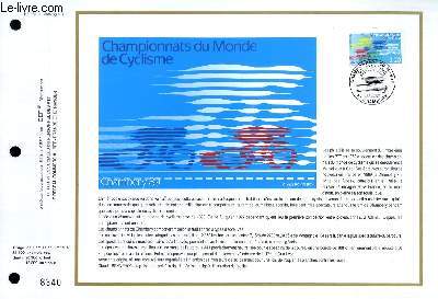 FEUILLET ARTISTIQUE PHILATELIQUE - CEF - N 954 - CHAMPIONNAT DU MONDE DE CYCLISME - CHAMBERY 89