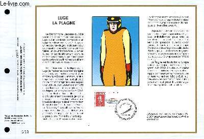 FEUILLET ARTISTIQUE PHILATELIQUE - CEF - N 1033 - LUGE LA PLAGNE