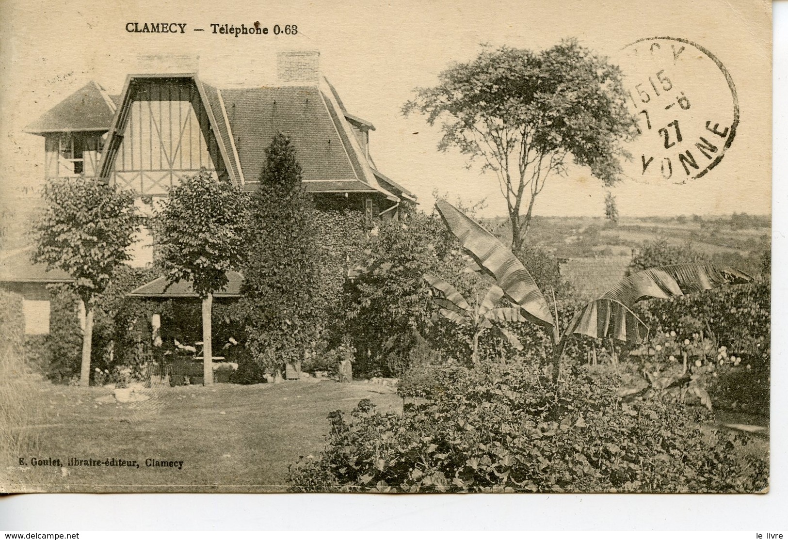CPA 58 CLAMECY. TELEPHONE 0.63. TIMBRES ANGLAIS 1927