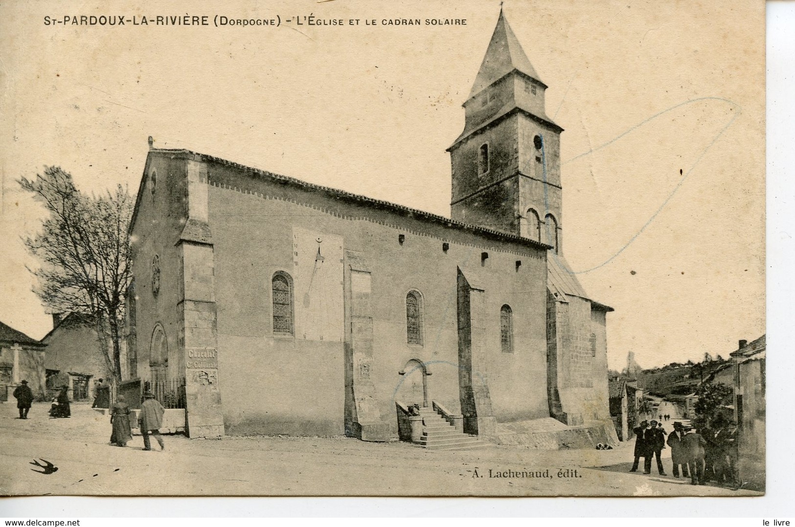 CPA 24 PARDOUX-LA-RIVIERE. L'EGLISE ET LE CADRAN SOLAIRE 1909