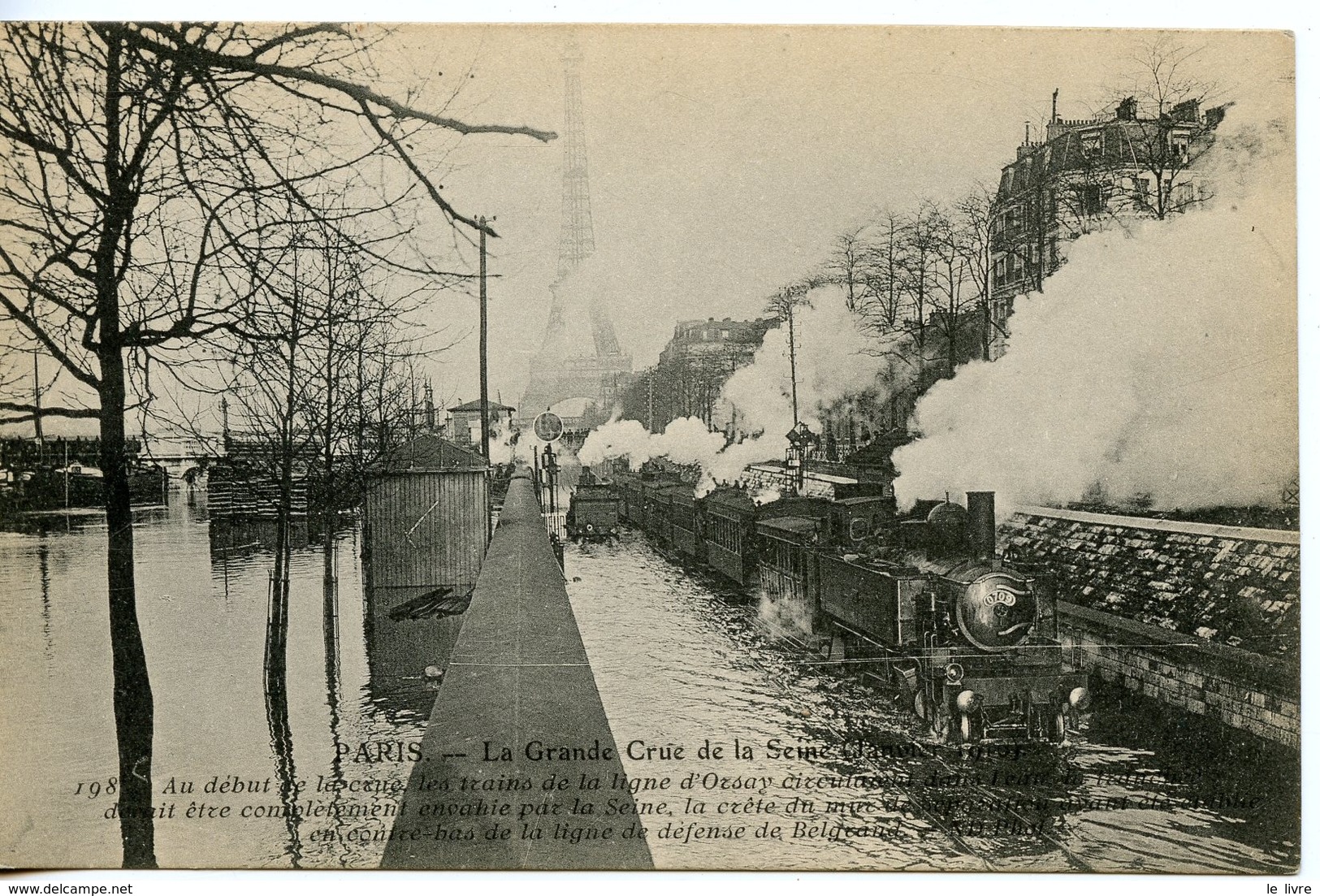 CPA 75 PARIS. INONDATIONS DE 1910. TRAIN