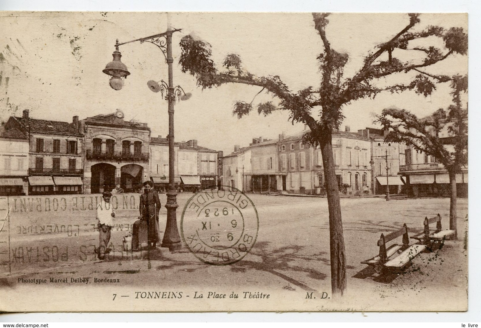 CPA 47 TONNEINS. LA PLACE DU THEATRE 1923