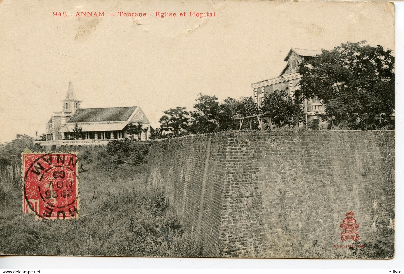 CPA ANNAM. TOURANE. EGLISE ET HOPITAL 1909
