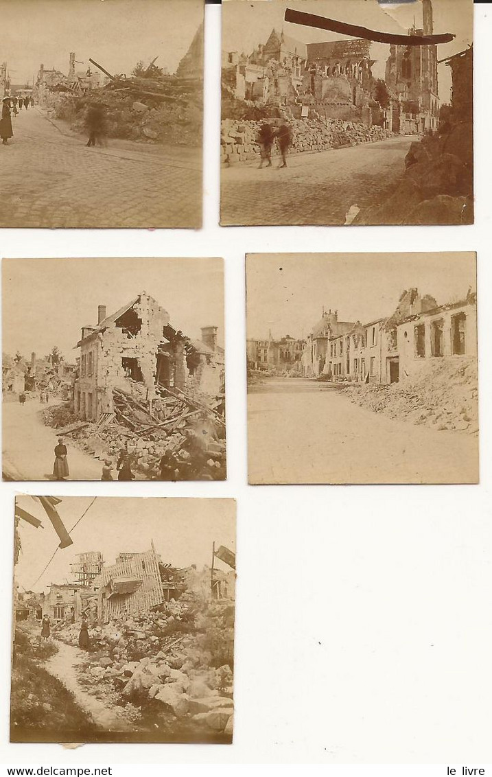 GUERRE 1914-1918 LOT DE 7 TRES PETITES PHOTOGRAPHIES 1919 DEGTS BOMBARDEMENTS