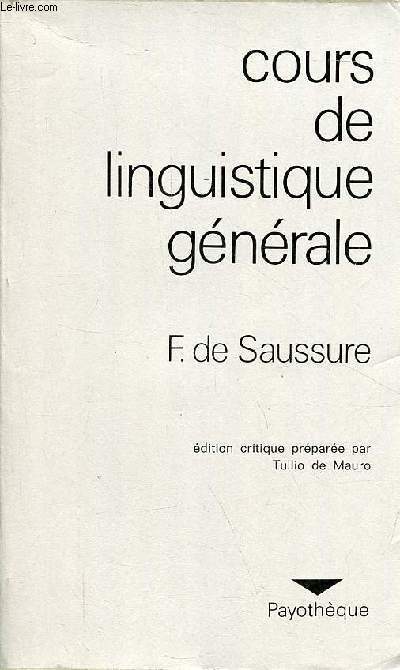 Cours de linguistique gnrale - Collection payothque.