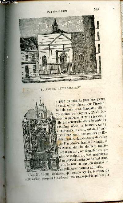 20me arrondissement - Eglise de Mnilmontant - thatre de Belleville - cimetire du Pre Lachaise - Tir du livre Paris-Album historique et monumental.