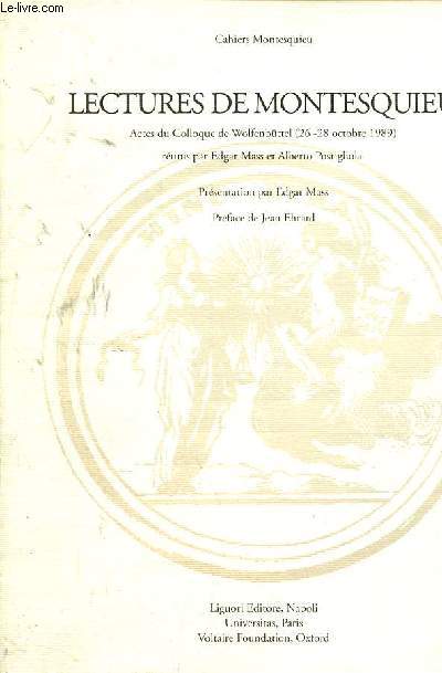 Lectures de Montesquieu - Actes du Colloque de Wolfenbttel (26-28 octobre 1989) - Cahiers Montesquieu n1.
