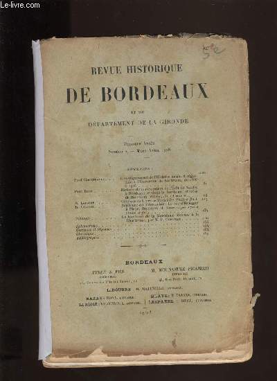 Revue historique de Bordeaux et du dpartement de la Gironde n 2
