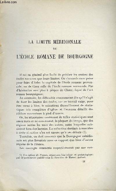 BULLETIN MONUMENTAL 95e VOLUME DE LA COLLECTION N3 - LA LIMITE MERIDIONALE DE L'ECOLE ROMANE DE BOURGOGNE PAR JEAN VALLERY-RADOT