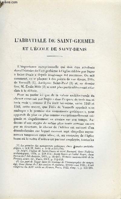 BULLETIN MONUMENTAL 100e VOLUME DE LA COLLECTION N1 ET 2 - L'ABBATIALE DE SAINT-GERMER ET L'ECOLE DE SAINT-DENIS PAR E. LAMBERT
