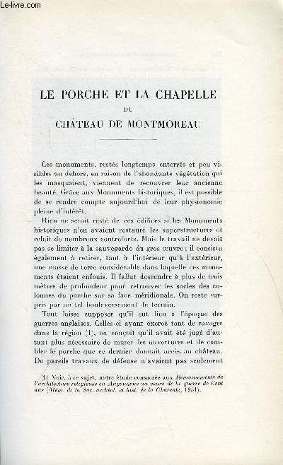 BULLETIN MONUMENTAL 110e VOLUME DE LA COLLECTION N2 - LE PORCHE ET LA CHAPELLE DU CHATEAU DE MONTMOREAU PAR CH. DARAS