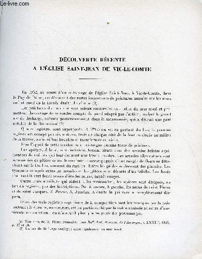 BULLETIN MONUMENTAL 113e VOLUME DE LA COLLECTION N4 - DECOUVERTE RECENTE A L'EGLISE SAINT-JEAN DE VIC-LE-COMTE PAR MARC THIBOUT