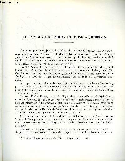 BULLETIN MONUMENTAL 119e VOLUME DE LA COLLECTION N1 - LE TOMBEAU DE SIMON DU BOSC A JUMIEGES PAR TREMBLOT DE LA CROIX