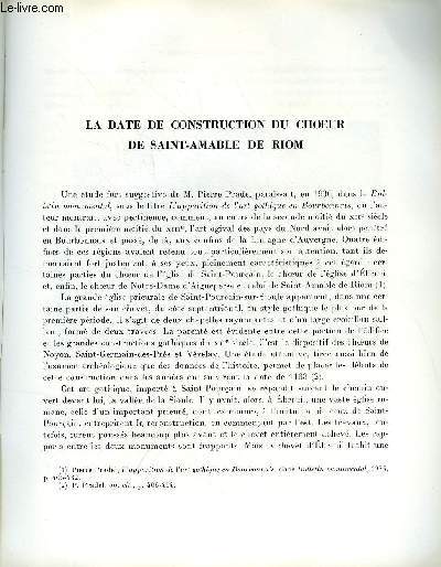 BULLETIN MONUMENTAL 122e VOLUME DE LA COLLECTION N2 - LA DATE DE CONSTRUCTION DU CHOEUR DE SAINT-AMABLE DE RIOM PAR EDMOND MORAND