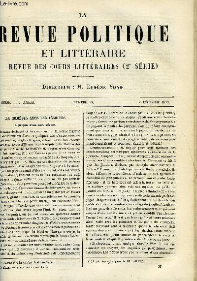 LA REVUE POLITIQUE ET LITTERAIRE 9e ANNEE - 1er SEMESTRE N23 - LA COMEDIE CHEZ LES JESUITES PAR FELIX HEMON, DES NOUVELLES FOUILLES A FAIRE EN EGYPTE PAR MARIETTE, KARL BECK PAR AUGUSTE DIETRICH, MOEURS ET COUTUME DES PEUPLES AFRICAINS PAR R. HARTMANN