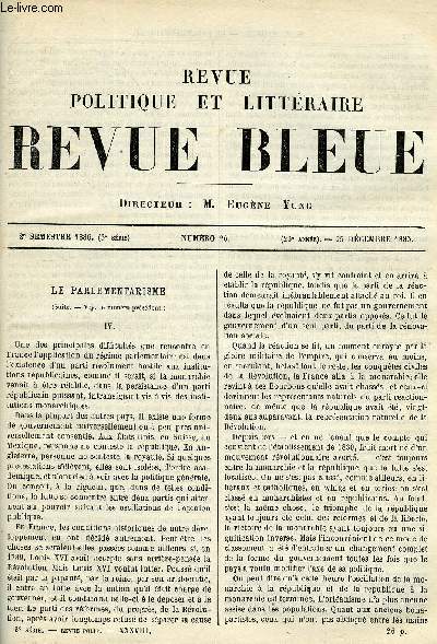 LA REVUE POLITIQUE ET LITTERAIRE 6e ANNEE - 2e SEMESTRE N26 - LE PARLEMENTARISME CHAPITRE IV PAR A. NAQUET, LA CHAPELLE BLANCHE PAR JULES LEMAITRE, CONTES ET CHANSONS POPULAIRES DU BRESIL PAR LEO QUESNEL, ETRENNES 1887 PAR E.R.