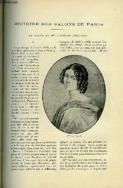 LE MONDE MODERNE TOME 2 - Histoire des salons de Paris - Le salon de Mme Ancelot par Hippolyte Buffenoir