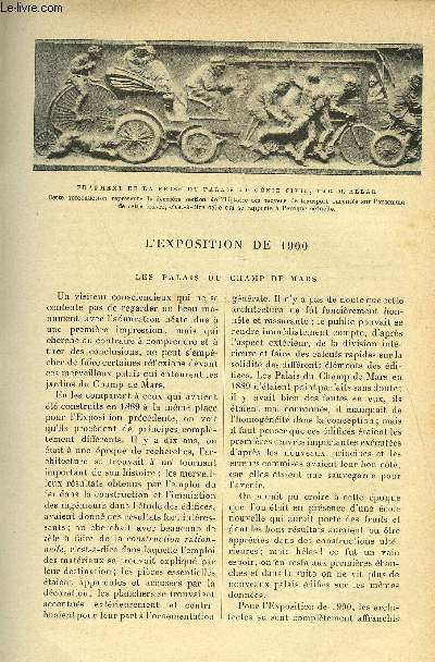 LE MONDE MODERNE TOME 12 - L'EXPOSITION DE 1900, LES PALAIS DU CHAMPS DE MARS