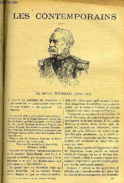 Les contemporains n 326 - L'acte de baptme de Bourbaki, Les origines, L'ducation militaire, Les dbuts, En Algrie, Les turcos, En Crime, Gnral a 38 ans, En France, Encore en Afrique, En Italie, La guerre de 1870-71, La campagne de l'Est