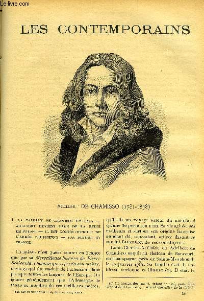 Les contemporains n 498 - Adelbert de Chamisso (1781-1838) - La famille de Chamisso en exil, Adelbert devient page de la preine de Prusse, Il est nomm officier de l'arme prussienne, Son retour en France, Sjour de Chamisso a Napolonville, puis