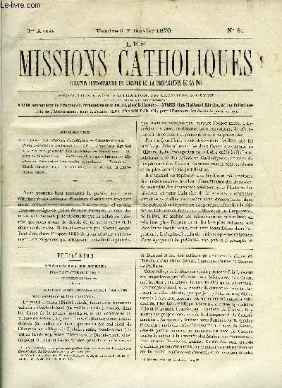 Les missions catholiques n 81 - Excursions en Syrie : IV. La Haute Galile par P. Martin, Chine, les missions protestantes en 1869, Dparts de missionnaires, Ghazir