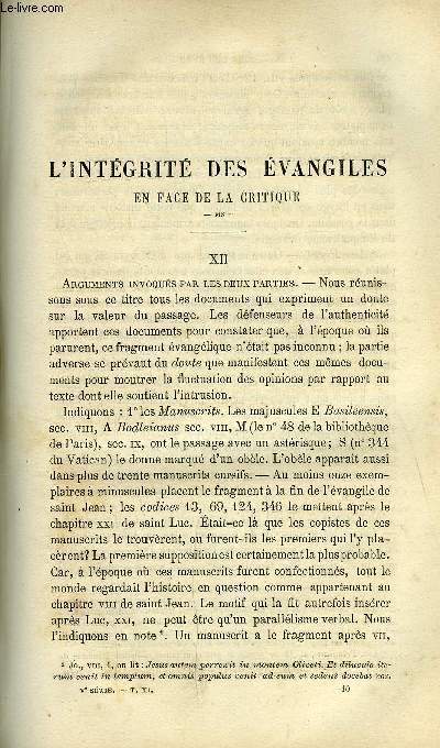 Etudes religieuses, philosophiques, historiques et littraires tome 11 n 2 - L'intgrit des vangiles en face de la critique (fin) par P. Corluy, Le Monisme - l'athisme scientifique par P. de Bonniot, Conciles et synodes catholiques - synodes