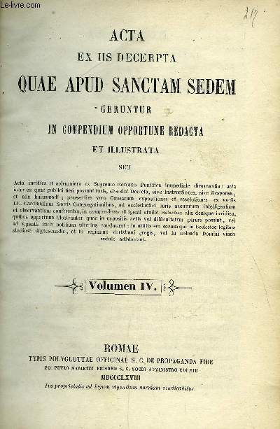 Acta ex iis decerpta quae apud sanctam sedem - 20 volumes de 1868  1892 + index gnral