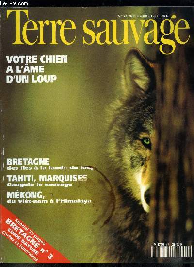 Terre sauvage n 87 - Geladas d'Ethiopie : du rififi dans le harem par Jean Yves Collet, Bretagne : la double vie d'un phare par Maurice Duron, L't breton de la mouette venue du froid par Georges Dif, Une femme dans le secret des chiens par Lea Adler