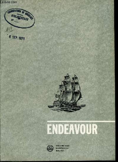 Endeavour volume XXX n 110 - Ernest Rutherford (1871-1937), Semi conducteurs amorphes par Edward A. Davis, Le projet de mise en valeur de lac IJssel par R.J. de Glopper, Aspects physiologiques de la plonge sous marine par J. Chouteau, La formation