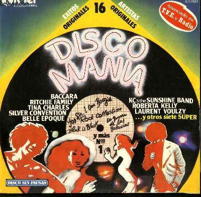 DISQUE VINYLE 33T DISCO MANIA FLY ROBIN FLY / GET UP BOOGIE / SOUL DRACULA / ROCK COLLECTION / QUIET VILLAGE / I LOVE TO LOVE / GIVE ME MORE LOVE / SPRING RAIN...