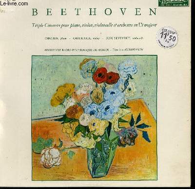 DISQUE VINYLE 33T TRIPLE CONCERTO POUR PIANO, VIOLON, VIOLONCELLE ET ORCHESTRE EN UT MAJEUR. PAR L'ORCHESTRE RADIO SYMPHONIQUE DE MOSCOU SOUS LA DIRECTION DE GOLOVANOV. AVEC OBORIN AU PIANO, OISTRAKH AU VIOLON ET KNUSEVITSKY AU VIOLONCELLE.