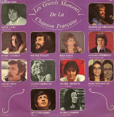 DISQUE VINYLE 33T C'ETAIT MA FEMME PAR SERGE LAMA, IVAN BORIS ET MOI PAR MARIE LAFORET, JE ME SENS TOUT PETIT PAR MICHEL DELPECH, TOI SANS MOI PAR NICOLE CROISILLE, CONCERTO SANS FRONTIERE PAR MAWIME LE FORESTIER, DEMAIN C'EST DIMANCHE PAR RIKA ZARAI....