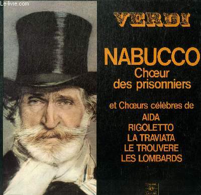 DISQUE VINYLE 33T NABUCCO CHOEUR DES PRISONNIERS ET CHOEURS CELEBRES DE AIDA, RIGOLETTO, LA TRAVIATA, LE TROUVERE, LES LOMBARDS.