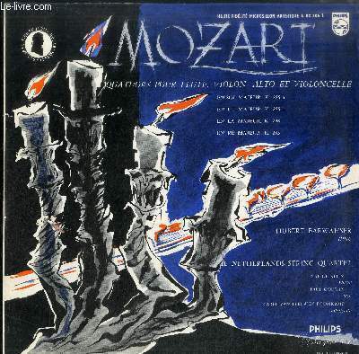 DISQUE VINYLE 33T QUATUORS POUR FLUTE VIOLON ALTO ET VIOLONCELLE-EDITION DU JUBILE MOZART 1756-1956