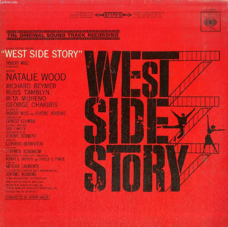 DISQUE VINYLE 33T : WEST SIDE STORY - Prologue, Jet Song, Something's Coming, Dance At The Gym, Maria, America, Tonight, Gee, Officer Krupke!, I Feel Pretty, One Hand, One Heart, Quintet, The Rumble, Cool, A Boy Like That, I Have A Love, Somewhere...