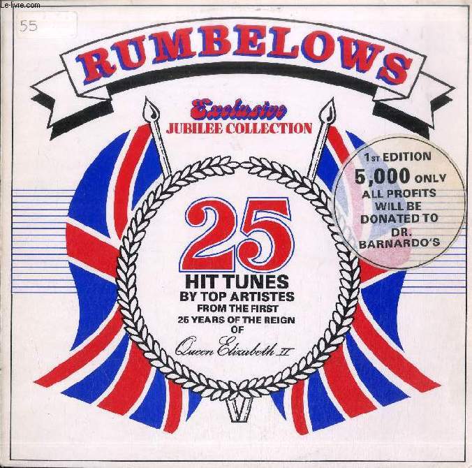 DISQUE VINYLE 33T : RUMBELOWS EXCLUSIVE JUBILEE COLLECTION, 25 HIT TUNES BY TOP ARTISTS FROM THE FIRST 25 YEARS OF THE REIGN OF QUEEN ELIZABETH II - Welcome Home, Peters and Lee; Shaft, Chaquito; As I Love You, Shirley Bassey; Tower of Strength...