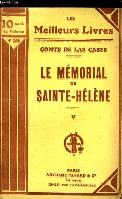LE MOMORIAL DE SAINT HELENE SUIVI DU TESTAMEN DE NAPOLEON 1er - TOME 5