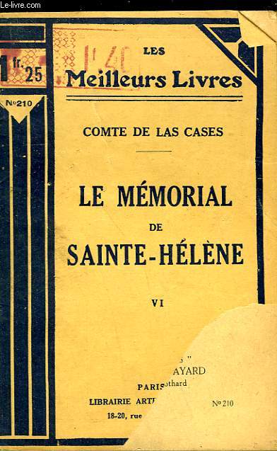 LE MOMORIAL DE SAINT HELENE SUIVI DU TESTAMEN DE NAPOLEON 1er - TOME 6