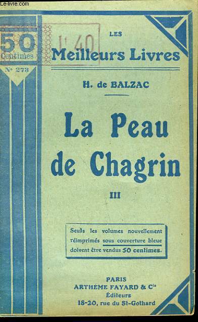 LA PEAU DE CHAGRIN - TOME 3