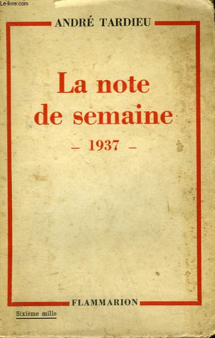 LA NOTE DE SEMAINE. 1937.