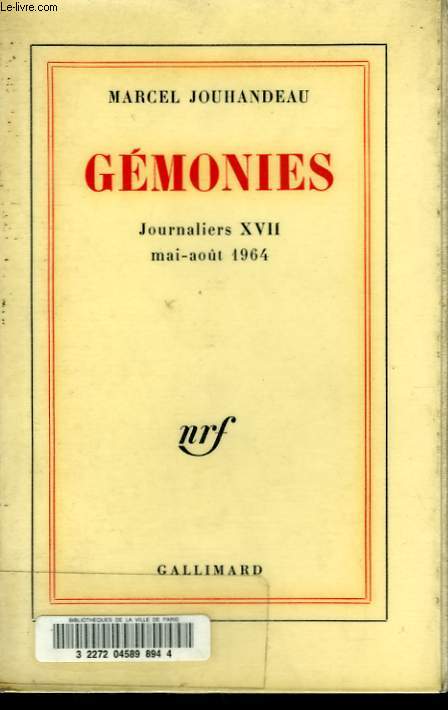 GEMONIES. JOURNALIERS XVII. MAI-AOT 1964.