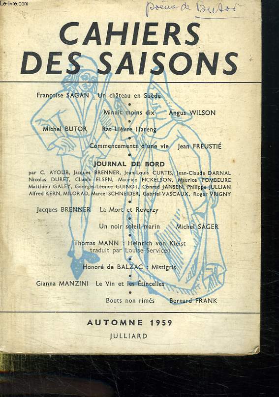 CAHIERS DES SAISONS. AUTOMNE 1959 N18.