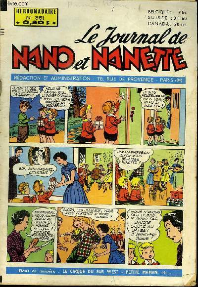 LE JOURNAL DE NANO ET NANETTE N 351.