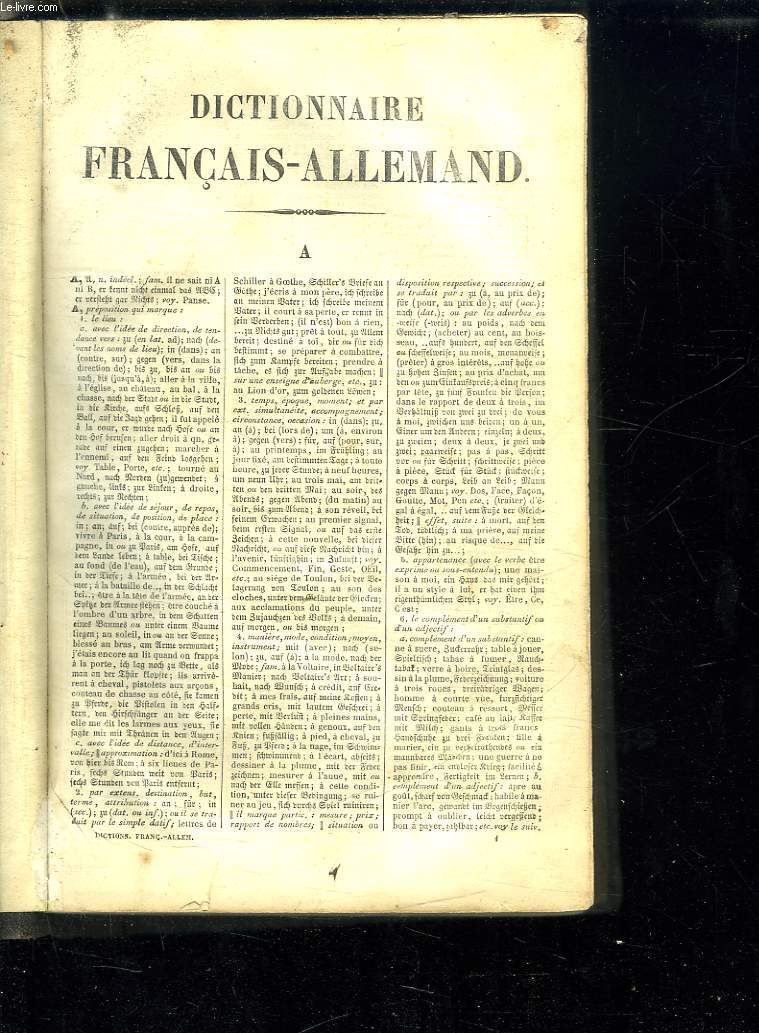 DICTIONNAIRE FRANCAIS ALLEMAND.