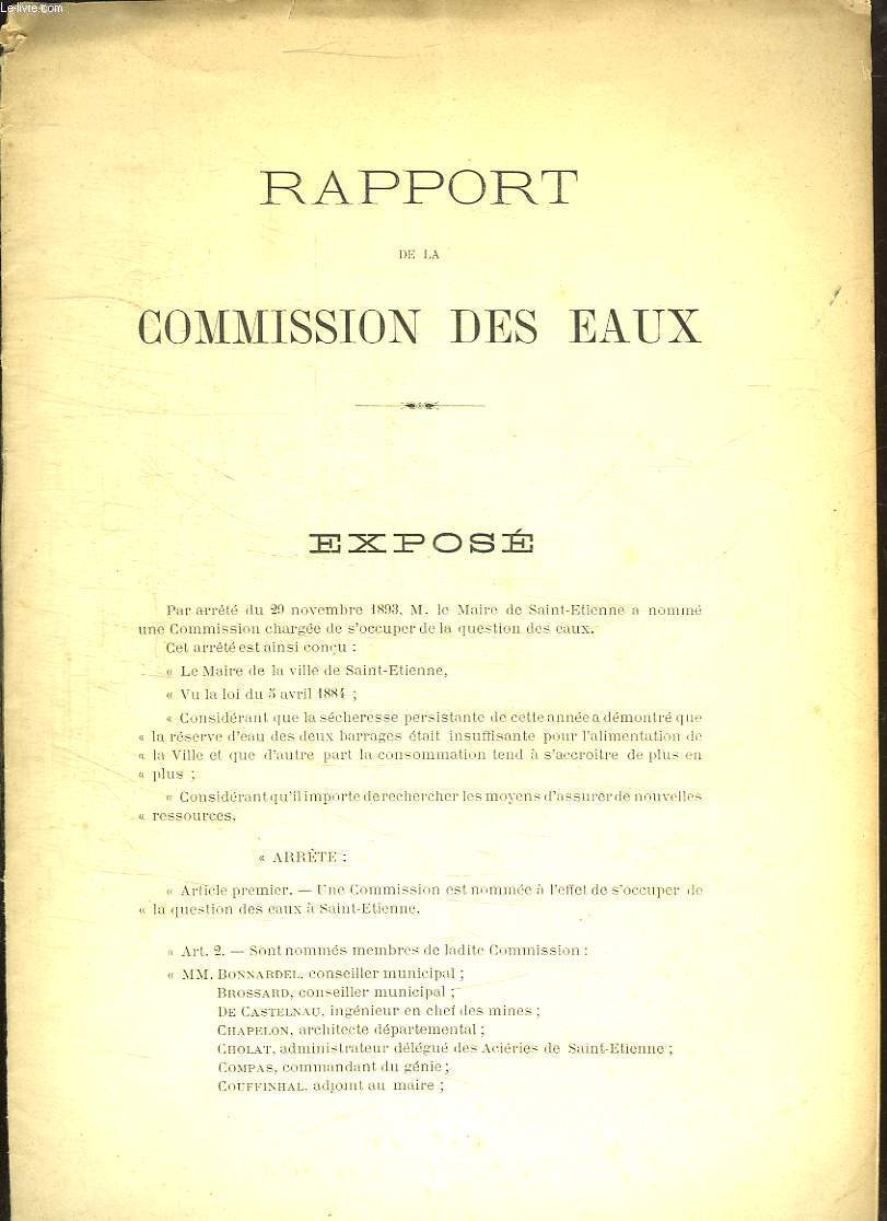 RAPPORT DE LA COMMISSION DES EAUX. EXPOSE.